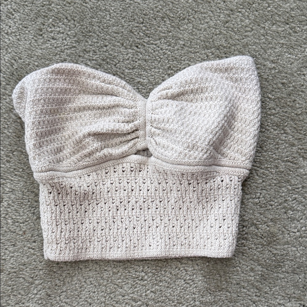 American Eagle Outfitters Cream Knit Crop Top